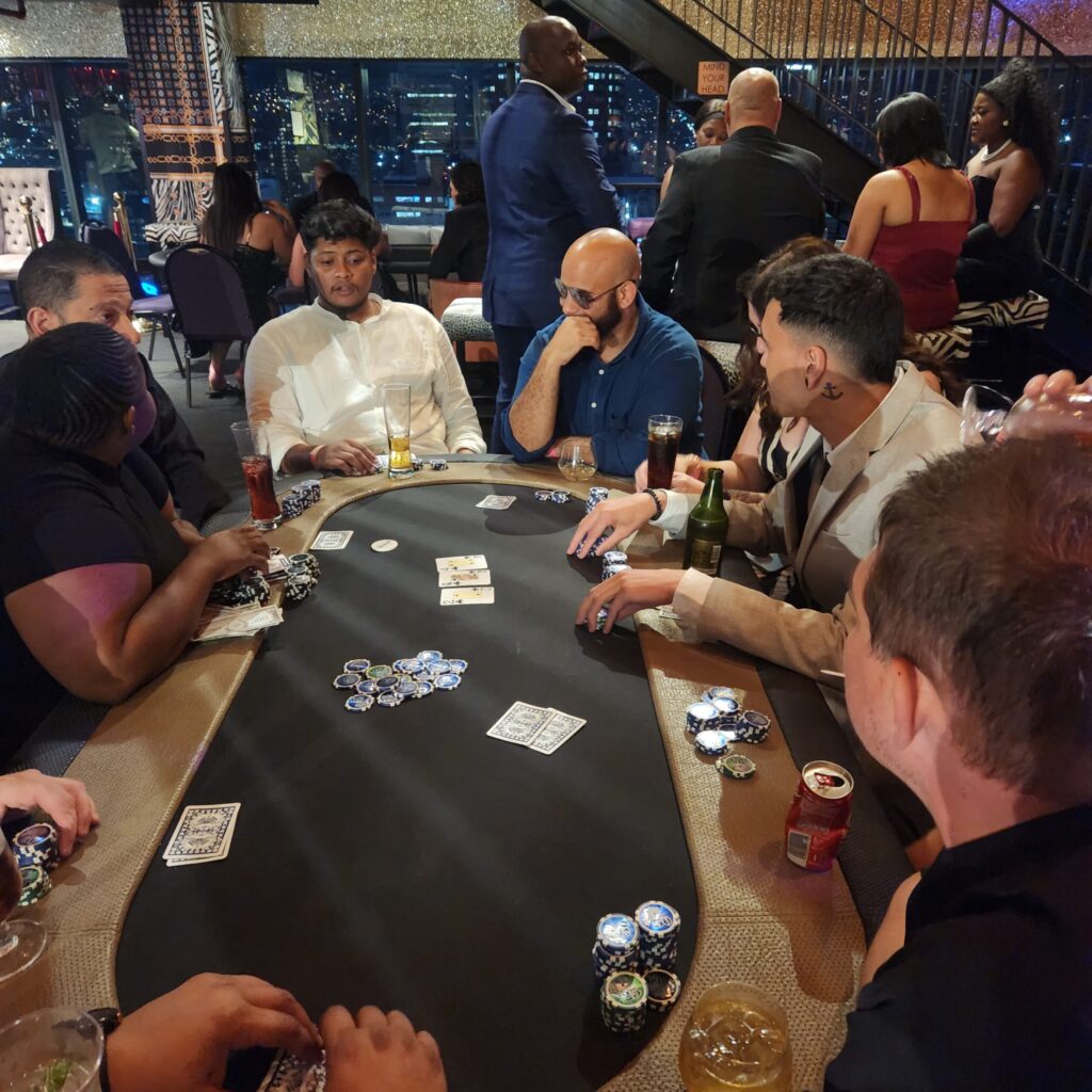 Bachelors party casino night at the poker table