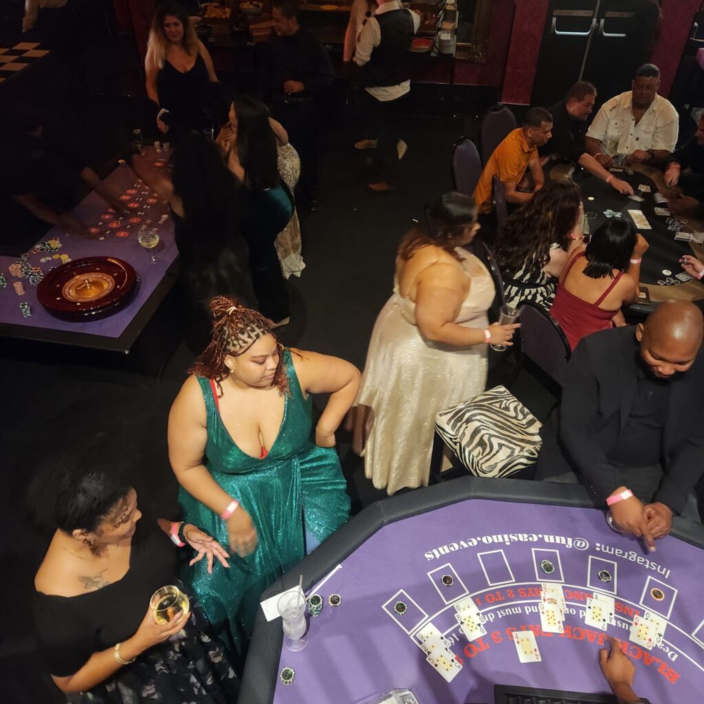 Conference entertainment with fun casino tables at a gala evening